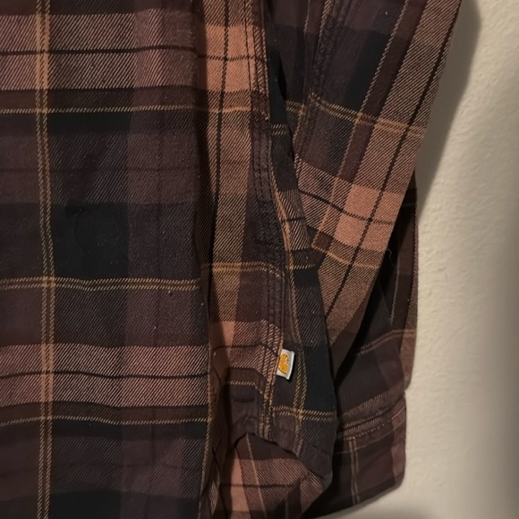 Carhartt Brown Women’s Plaid Button Up Size Small(4/6) Front Pockets EUC Cotton - Picture 5 of 13